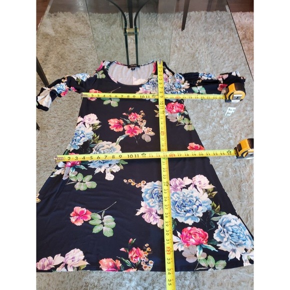 Karen Kane Wild Flower Garden Rose Cold Shoulder Viscose Knee Length Dress Large - Picture 13 of 14